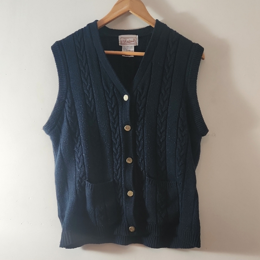 Navy Blue Vest with Gold Buttons